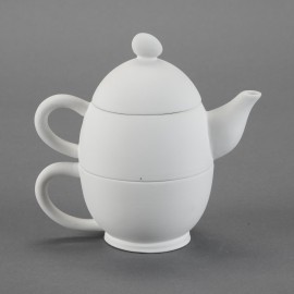 Ceramic Bisque Oval Tea-For-One