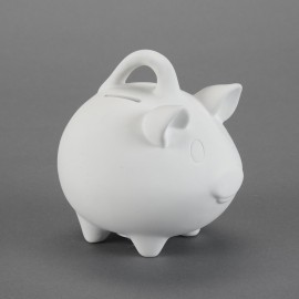 Ceramic Bisque Small Piggy Bank w/handle
